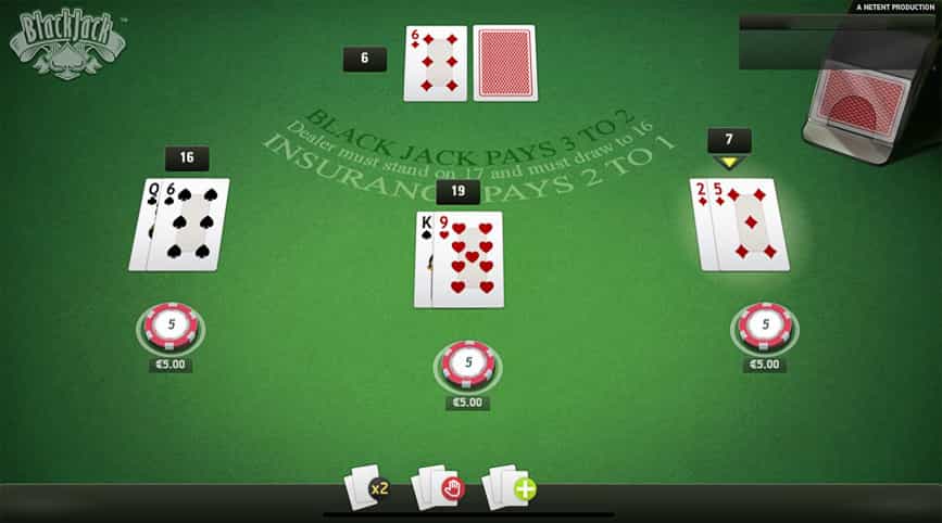 Interfaccia classica del blackjack