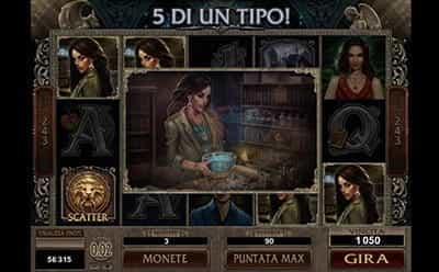 L’opzione Cinque di un tipo della slot Immortal Romance targata Microgaming.