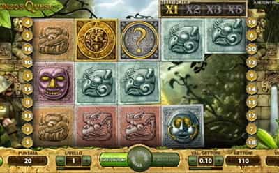 L'interfaccia di gioco della slot Gonzo's Quest tra le protagoniste del catalogo Lottomatica.