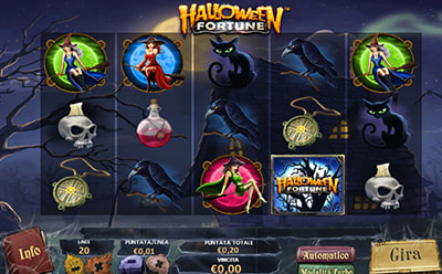 L’interfaccia grafica della slot Halloween Fortune del casinò Eurobet.