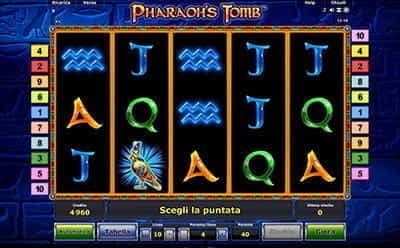 Layout della slot Pharaoh’s Tomb di Novomatic.