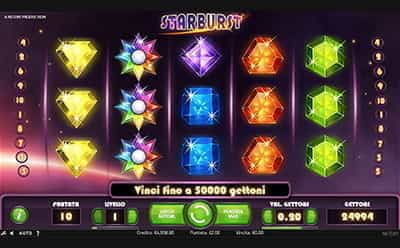 Interfaccia della slot Starburst di NetEnt.