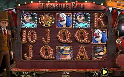 Interfaccia grafica della slot Treasure di Random Logic.