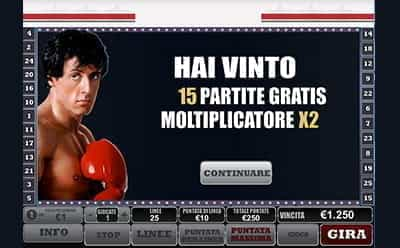 Il moltiplicatote delle vincite presente sul gameplay della slot Rocky.