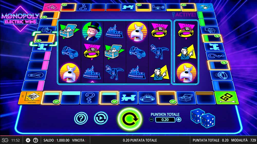 La slot machine Monopoly Electric Wins realizzata da SG Digital.