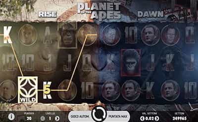 L'interfaccia della slot Planet of the Apes protagonista del catalogo LeoVegas.