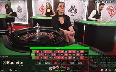 Il dettaglio su un tavolo della roulette live bwin.