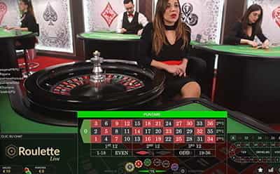 Il dettaglio su un tavolo della roulette live Lottomatica.