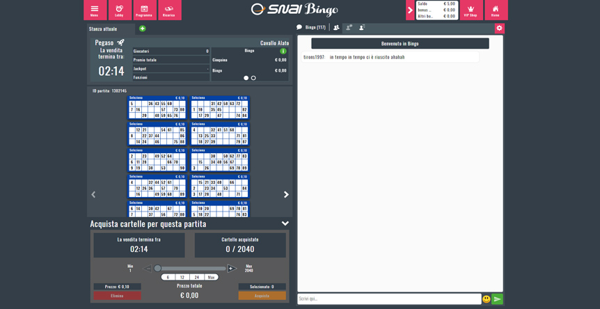 La sala bingo Pegaso, tra le più diffuse in Italia.
