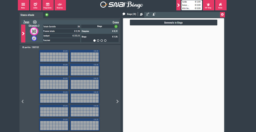 La sala Zeus, una delle più celebri del bingo.