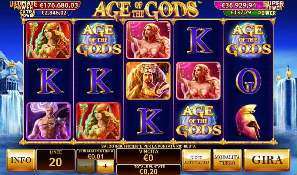 La slot machine Age of the Gods di Playtech.