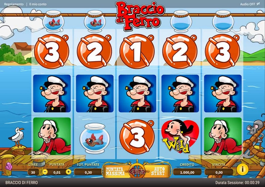 Il gioco slot Braccio di ferro realizzato dal developer Giocaonline