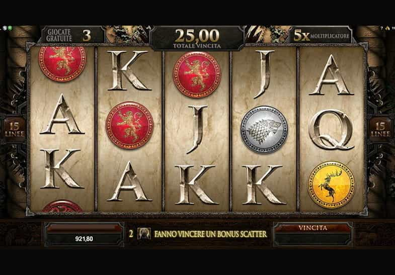 : L’interfaccia fun mode della slot Game of Thrones sviluppata da Microgaming.