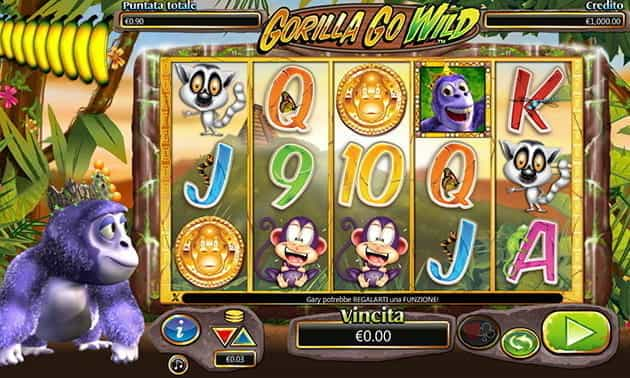 L’interfaccia grafica della slot Gorilla Go Wild un prodotto NextGen.