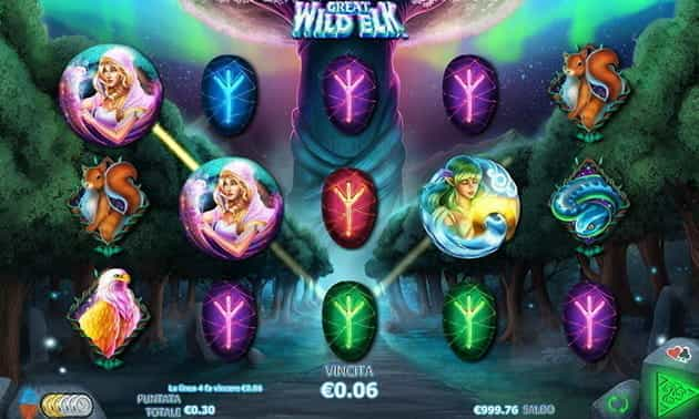 L’interfaccia grafica della slot Great Wild Elk di NextGen.