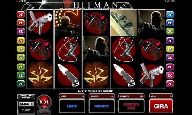 Il gameplay della slot Hitman sviluppata da Microgaming.