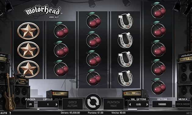 L’interfaccia grafica della slot Motorhead di NetEnt.