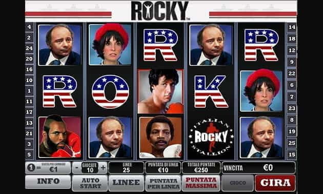 L’interfaccia della slot targata Playtech Rocky.