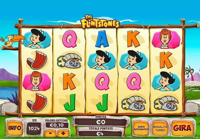 L’interfaccia demo della slot the Flinststones targata Playtech.