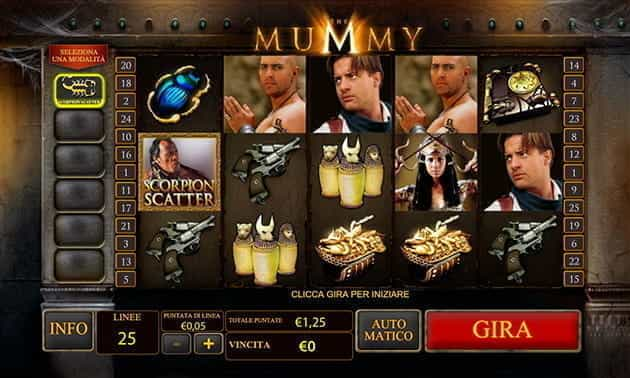 L’interfaccia della slot The Mummy sviluppata da Playtech.