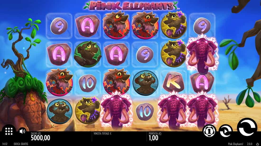 La slot machine Pink Elephants prodotta da Thunderkick.