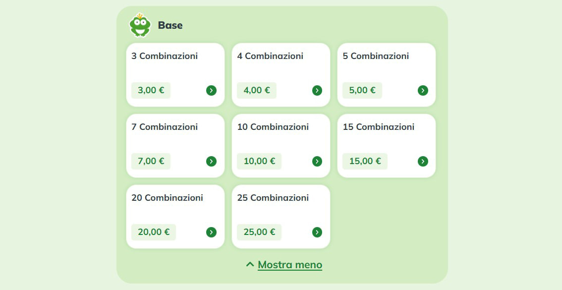 La modalità Quick Pick base del SuperEnalotto