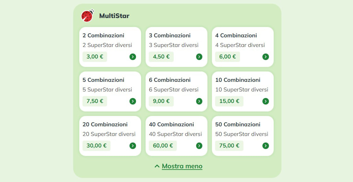 La modalità Quick Pick Multistar del SuperEnalotto