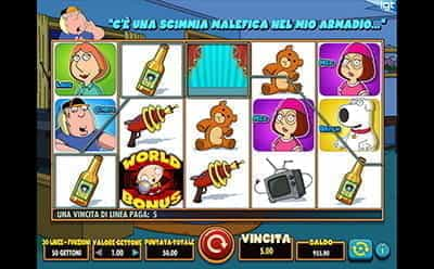 Sessione di gioco fortunata alla slot Family Guy di IGT.