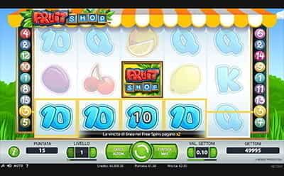 Vincita alla slot Fruit Shop di NetEnt.