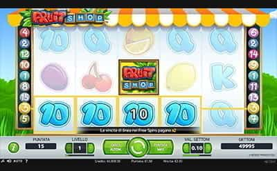 Vincita alla slot Fruit Shop di NetEnt.