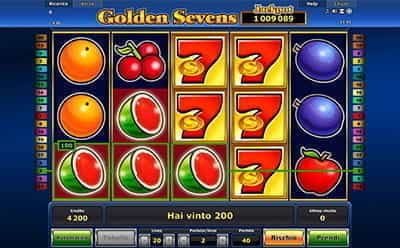 Vincita sulla slot Golden Sevens di Novomatic.