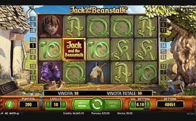 Vincita sulla slot Jack and the Beanstalk di NetEnt.