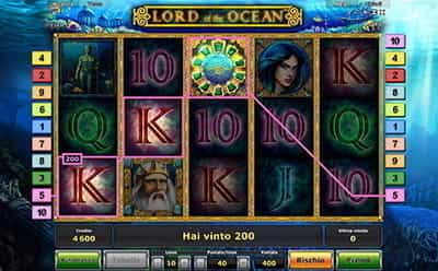 Una vincita alla slot Lord of the Ocean di Novomatic.