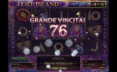 Una vincita della slot Lost Island.