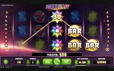 Vincita alla slot Starburst di NetEnt.