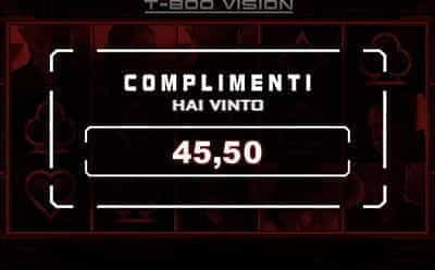 Vincita ottenuta alla slot Terminator II di Microgaming.