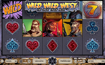L’interfaccia grafica della slot Wild Wild West di AdmiralBet.