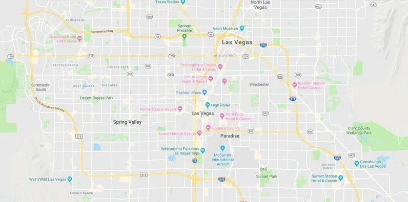 La mappa della Las Vegas Strip