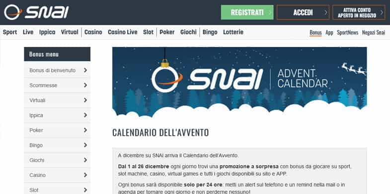 Il Calendario dell'Avvento di SNAI