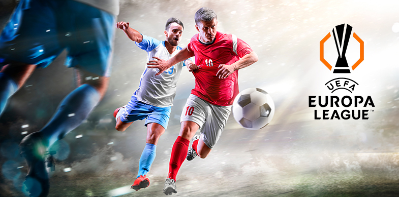 Calciatori in azione, logo Europa League  