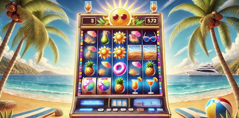 Slot machine su una spiaggia