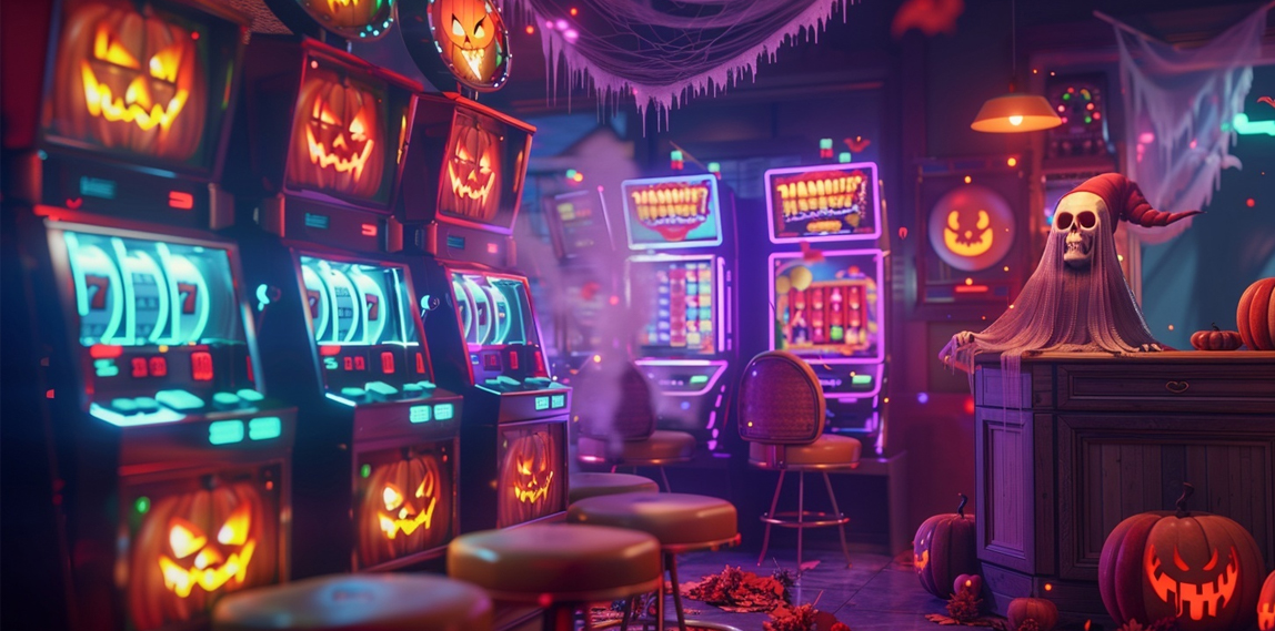 Ambientazione Halloween e slot machine