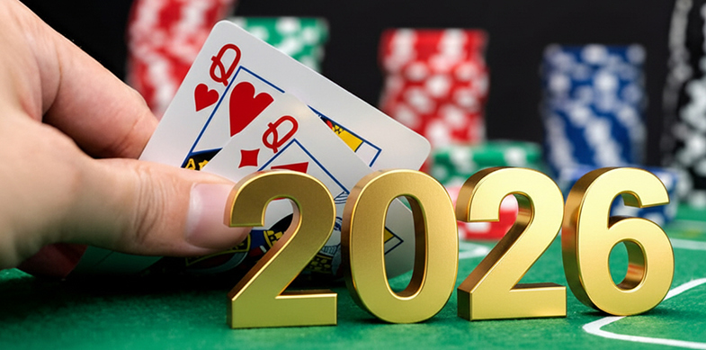 Coppia di donne, fiches e scritta “2026” 