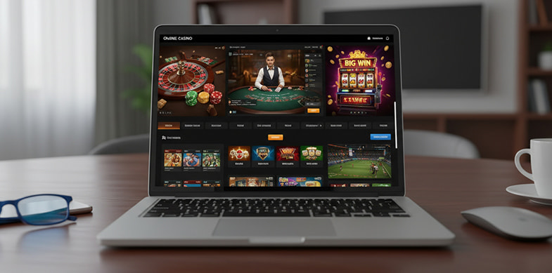 Laptop con giochi da casinò online