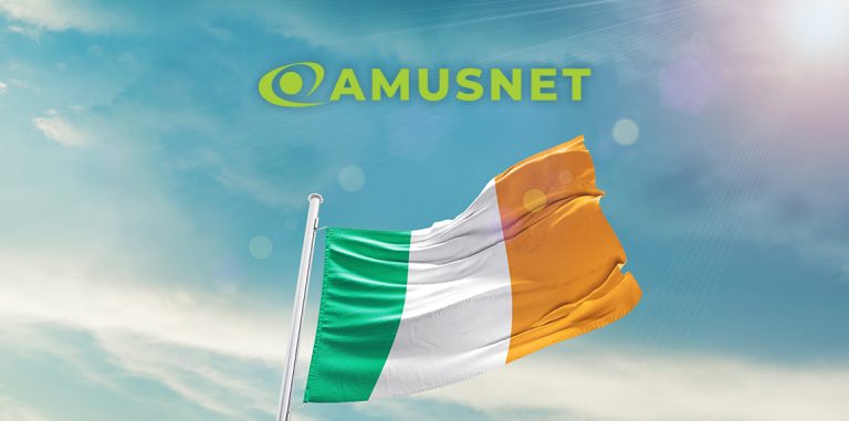 Bandiera irlandese e logo Amusnet